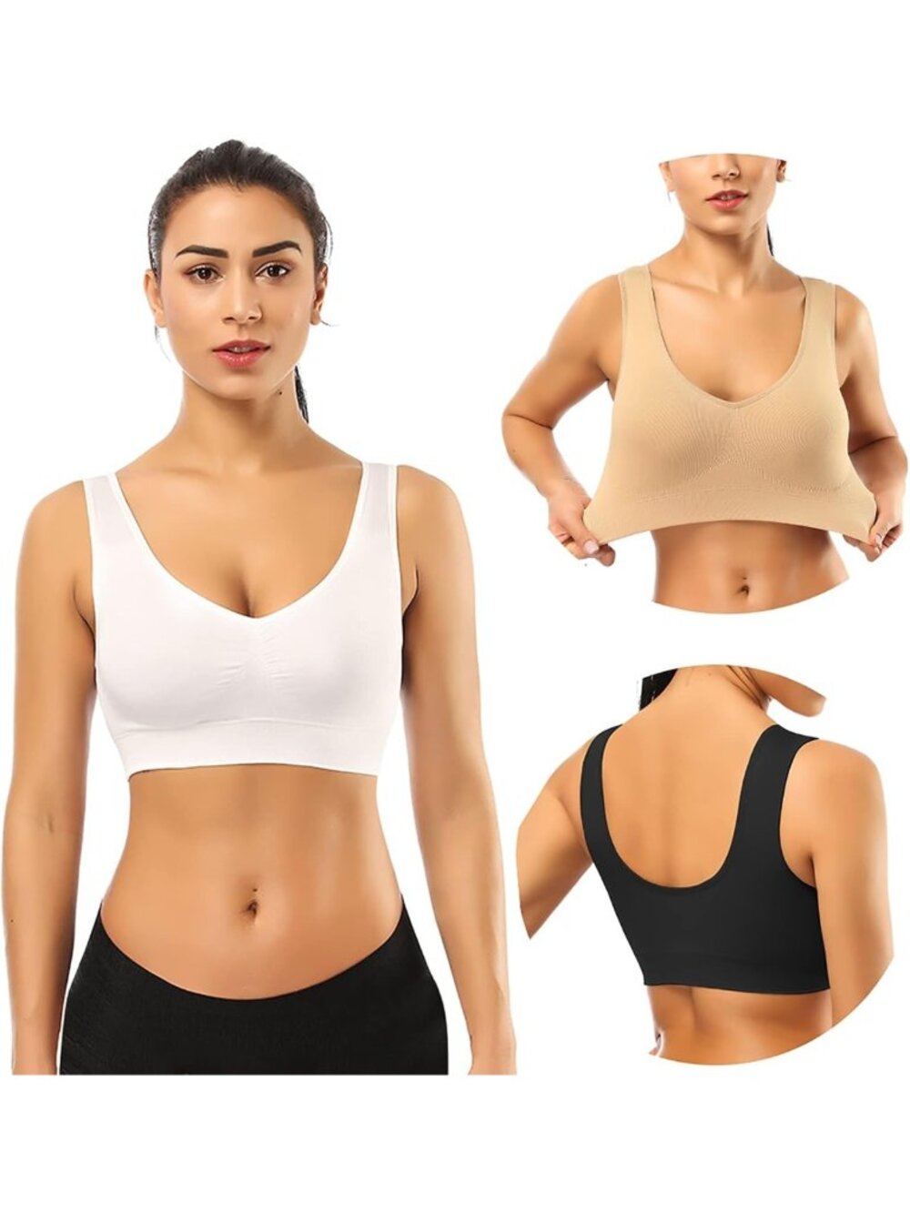 Seamless Comfort Sports Bra for Women, Yoga Bra with Removable Pads, Activewear